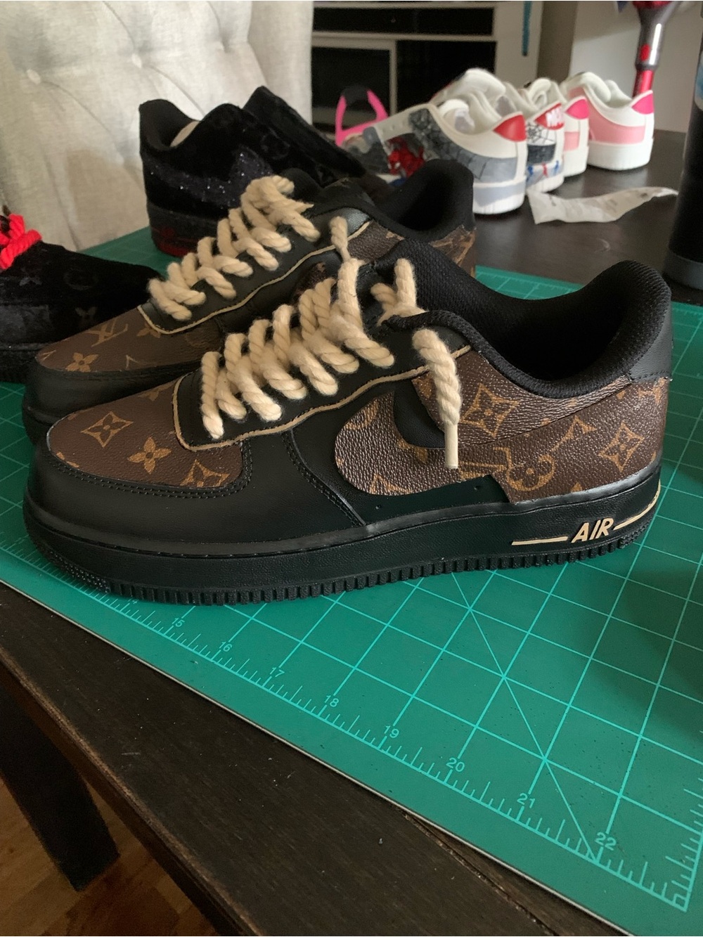Men's Designer-Inspired Black and Brown Nike Air Force 1’s